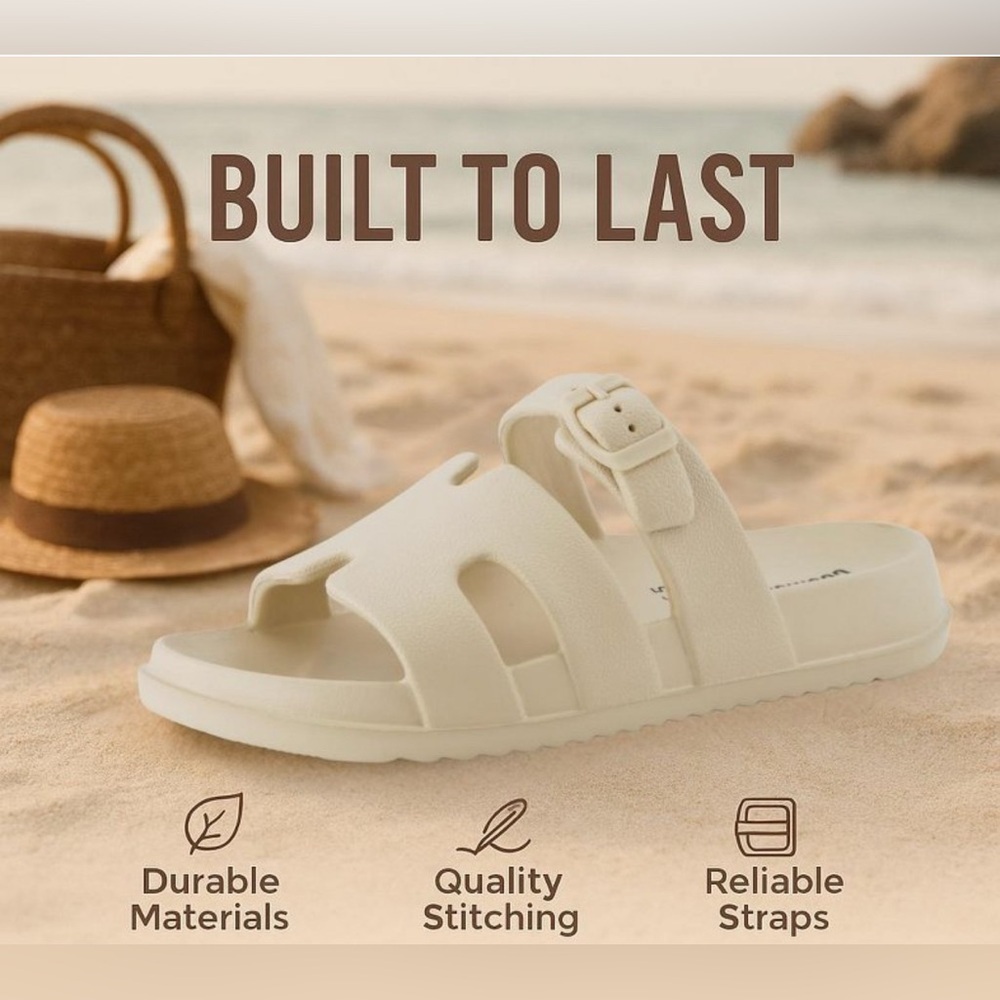 Wild fable New OFF WHITE
cushion slip on adjustable buckle 
Comfort sandals